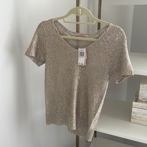 NWT Philosophy gold glitter top size small